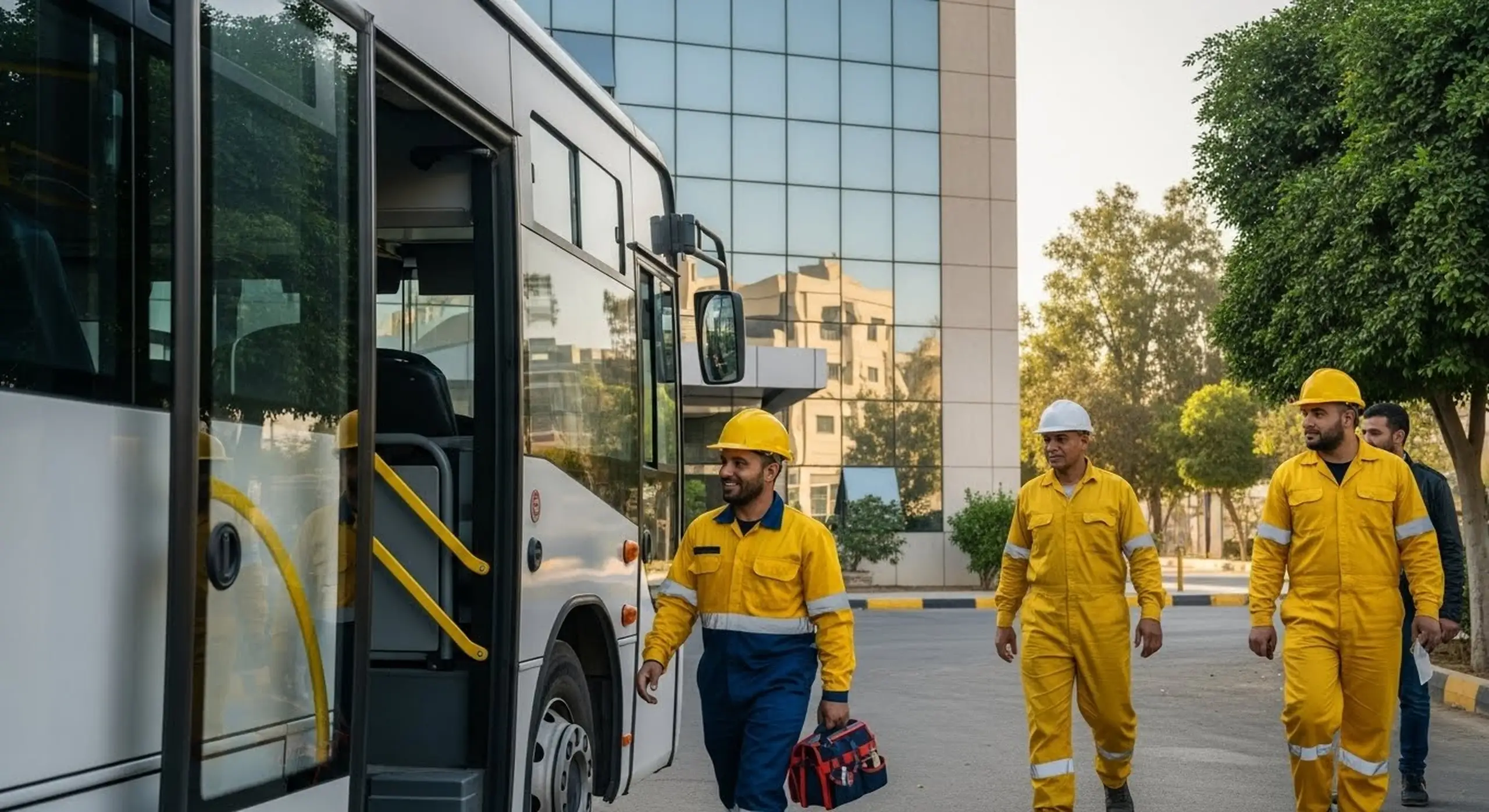 أفضل شركة نقل موظفين وعمال بالقاهرة الكبرى و6 أكتوبر بأسطول باصات حديث